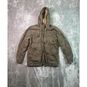 American Eagle Jacket Small Green Camouflage Hood Military Outdoor Ripstop